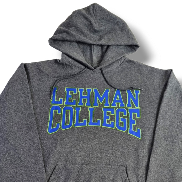 Champion Lehman College Hoodie Grey Hooded Sweatshirt Mens Size Large - Picture 2 of 8
